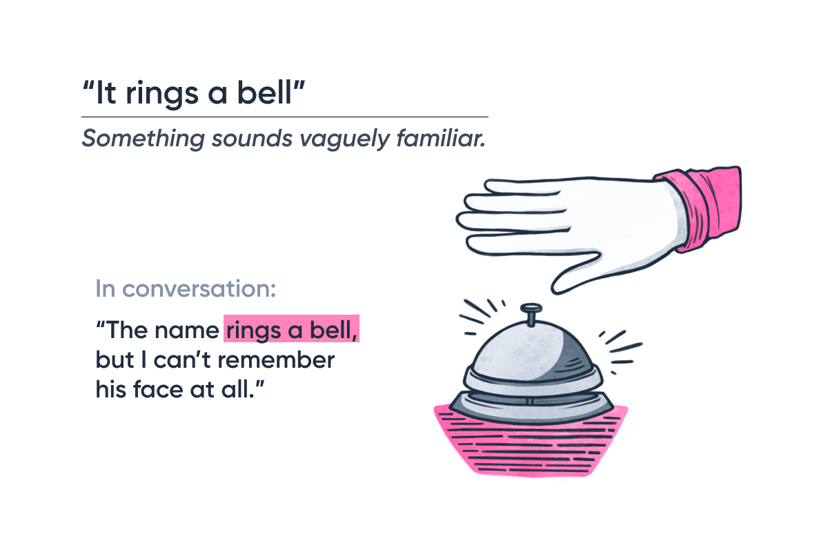 Ring a Bell idiom. Ring a Bell. Saved by the Bell idiom.